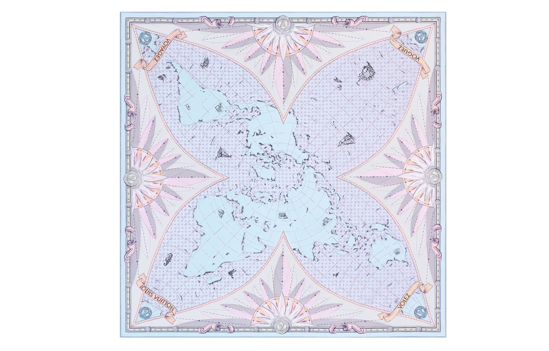 (Women) LOUIS VUITTON Logo Print  Scarf Blue M79609