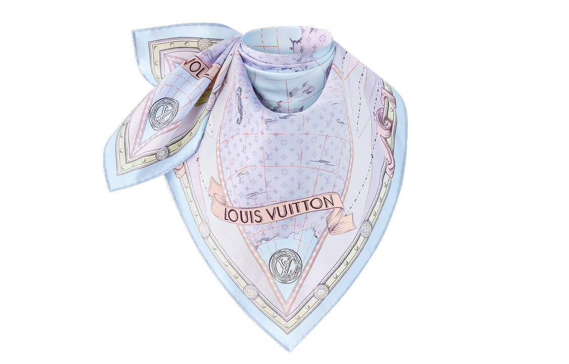 (Women) LOUIS VUITTON Logo Print  Scarf Blue M79609 圖 3