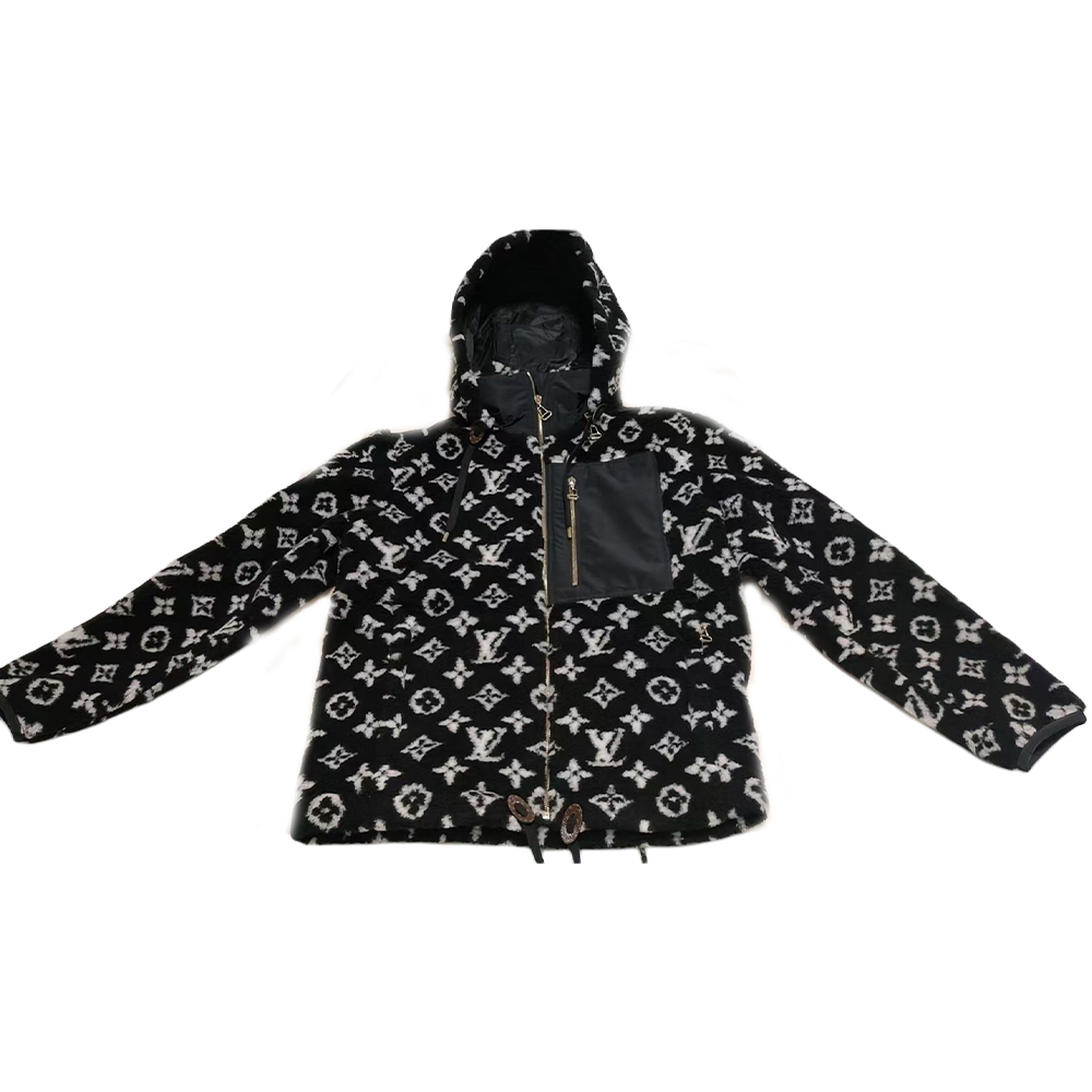 (Women) LOUIS VUITTON Logo Print Black Zip-Up Hooded Cotton Jacket Women 1AGHEA 圖 2