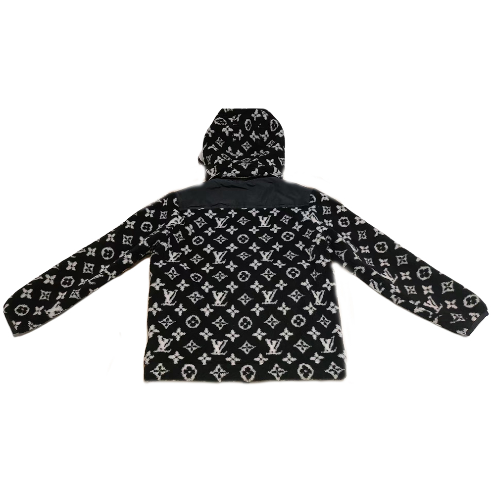 (Women) LOUIS VUITTON Logo Print Black Zip-Up Hooded Cotton Jacket Women 1AGHEA 圖 3