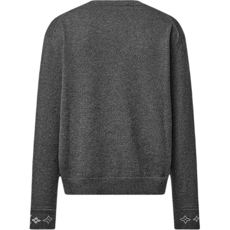 Lookbook (Women) LOUIS VUITTON Logo Print Crewneck Cashmere Sweater Dark Gray 1AGJWE