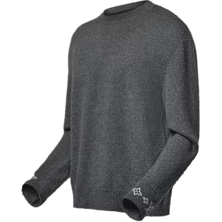 Shop (Women) LOUIS VUITTON Logo Print Crewneck Cashmere Sweater Dark Gray 1AGJW7