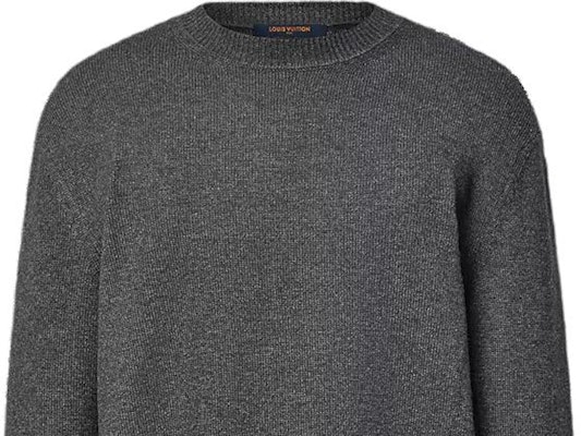 (Women) LOUIS VUITTON Logo Print Crewneck Cashmere Sweater Dark Gray 1AGJW7 Details for (Women) LOUIS VUITTON Logo Print Crewneck Cashmere Sweater Dark Gray 1AGJW7