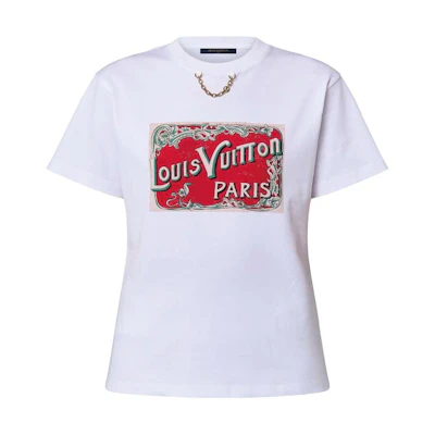 (Women) Louis Vuitton Logo Print Crewneck Short Sleeve T-Shirt White FW24 1AFN05
