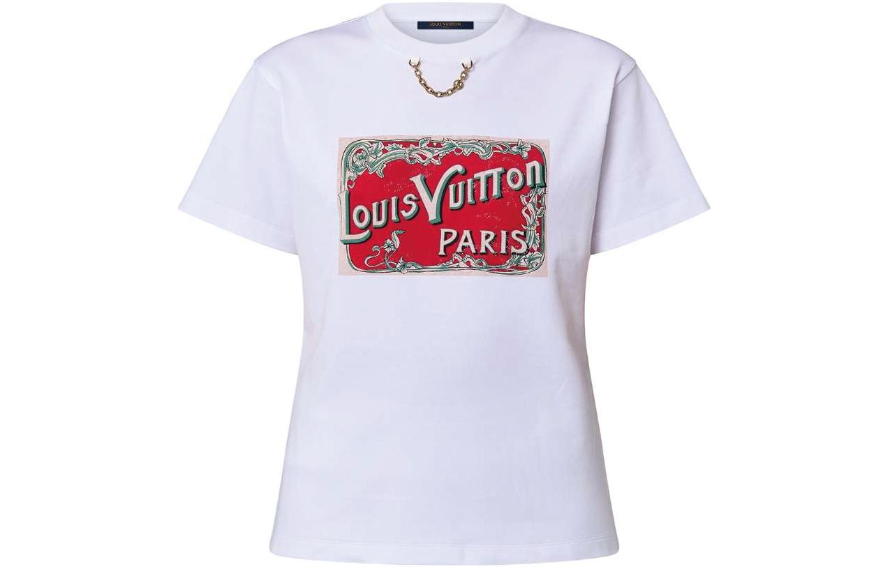 (Women) Louis Vuitton Logo Print Crewneck Short Sleeve T-Shirt White FW24 1AFN05 圖 2