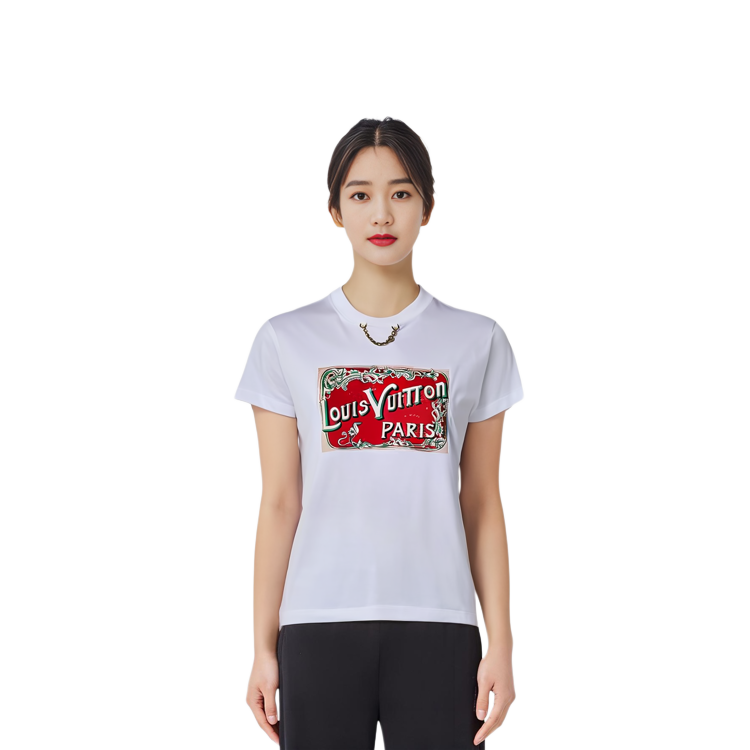 (Women) Louis Vuitton Logo Print Crewneck Short Sleeve T-Shirt White FW24 1AFN05 圖 5