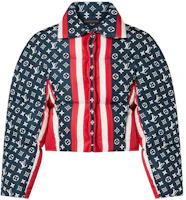 (Women) Louis Vuitton Logo Print Long Sleeve Jacket Navy Blue 1AC1CX (Women) Louis Vuitton Logo Print Long Sleeve Jacket Navy Blue 1AC1CX
