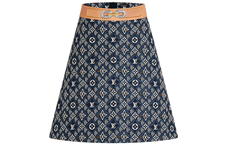 (Women) LOUIS VUITTON Logo Print Mini A-Line Casual Skirt Women Blue 1A8MI7