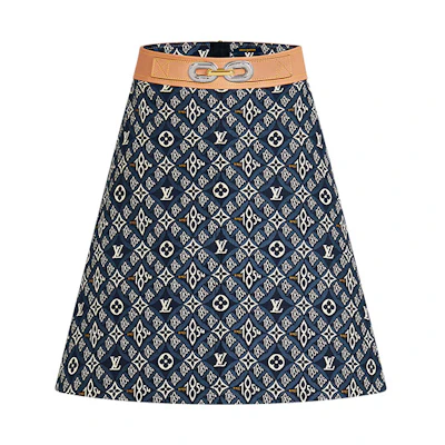 (Women) LOUIS VUITTON Logo Print Mini A-Line Casual Skirt Women Blue 1A8MI7