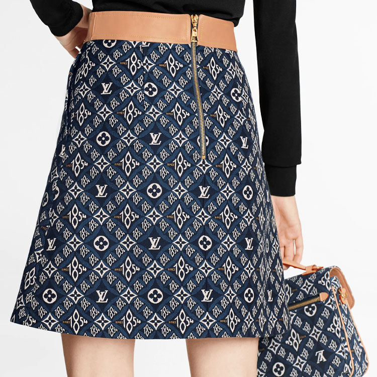 Purchase (W) 路易威登 女士蓝色Logo印花迷你A字休闲裙 1A8MI7