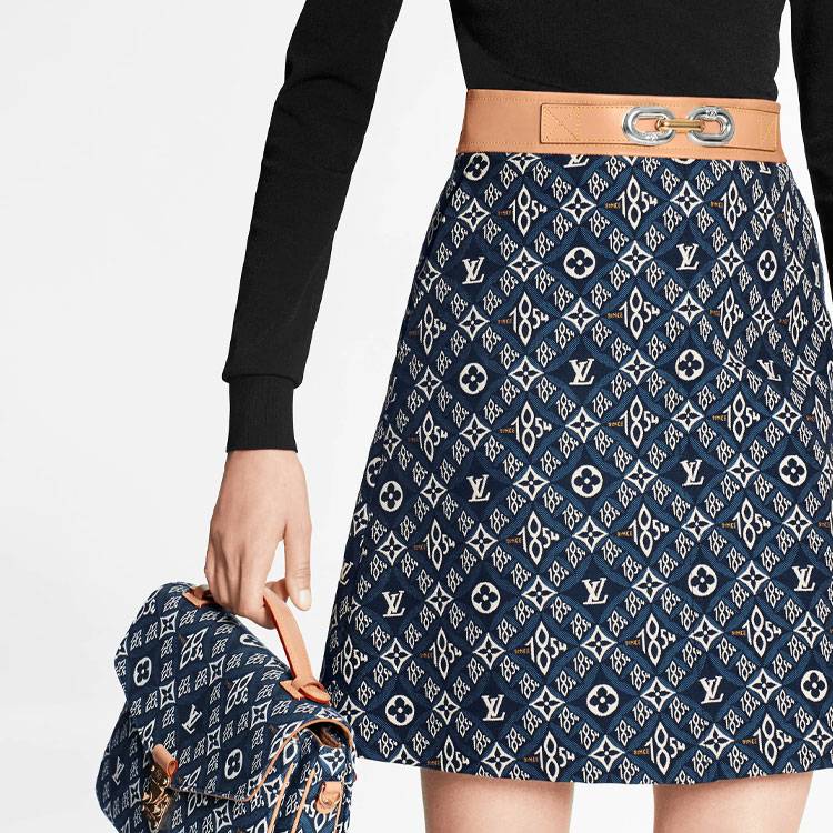 Details for (W) 路易威登 女士蓝色Logo印花迷你A字休闲裙 1A8MI7