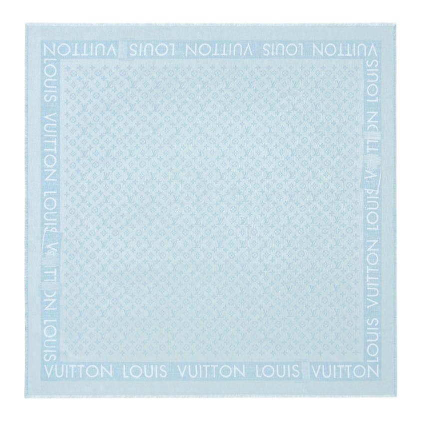 (Women) LOUIS VUITTON Logo Print Silk Shawl Blue for Women. M79981