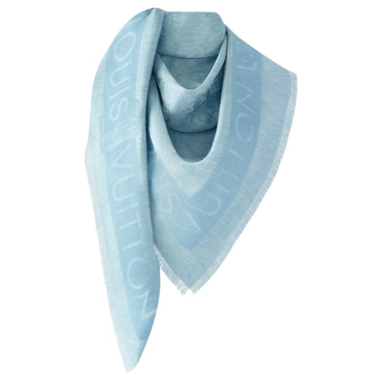 Lookbook (Women) LOUIS VUITTON Logo Print Silk Shawl Blue for Women. M79981