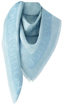(Women) LOUIS VUITTON Logo Print Silk Shawl Blue for Women. M79981 Lookbook (Women) LOUIS VUITTON Logo Print Silk Shawl Blue for Women. M79981