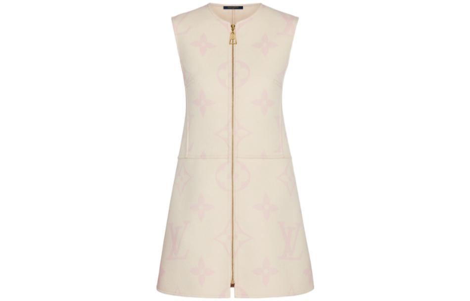 (Women) LOUIS VUITTON Logo Printed Sleeveless Round Neck Dress Beige Women. 1A615K