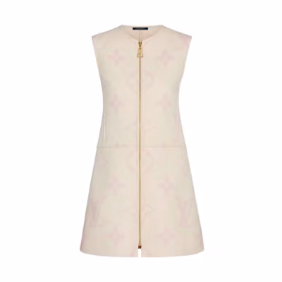 (Women) LOUIS VUITTON Logo Printed Sleeveless Round Neck Dress Beige Women. 1A615K