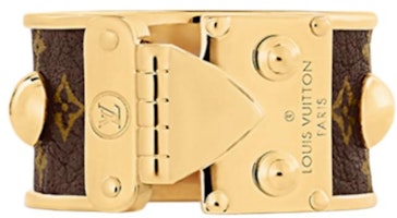 (Women) LOUIS VUITTON Logo Ring Gold Metal Canvas Accessory M1465S (Women) LOUIS VUITTON Logo Ring Gold Metal Canvas Accessory M1465S