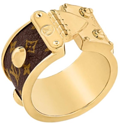 (W) Anillo LOUIS VUITTON Logo Oro Metal Lienzo Accesorio M1465S Lookbook (W) Anillo LOUIS VUITTON Logo Oro Metal Lienzo Accesorio M1465S