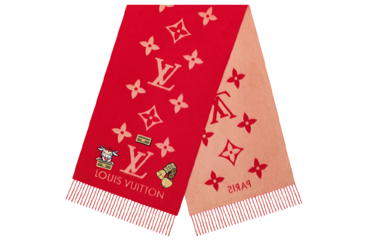 (Women) LOUIS VUITTON Logo Tassel Warm Knit Scarf M76703