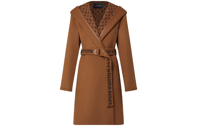 (Women) LOUIS VUITTON Logo Wrap Hooded Coat Women’s Dark Khaki. 1A9NZP
