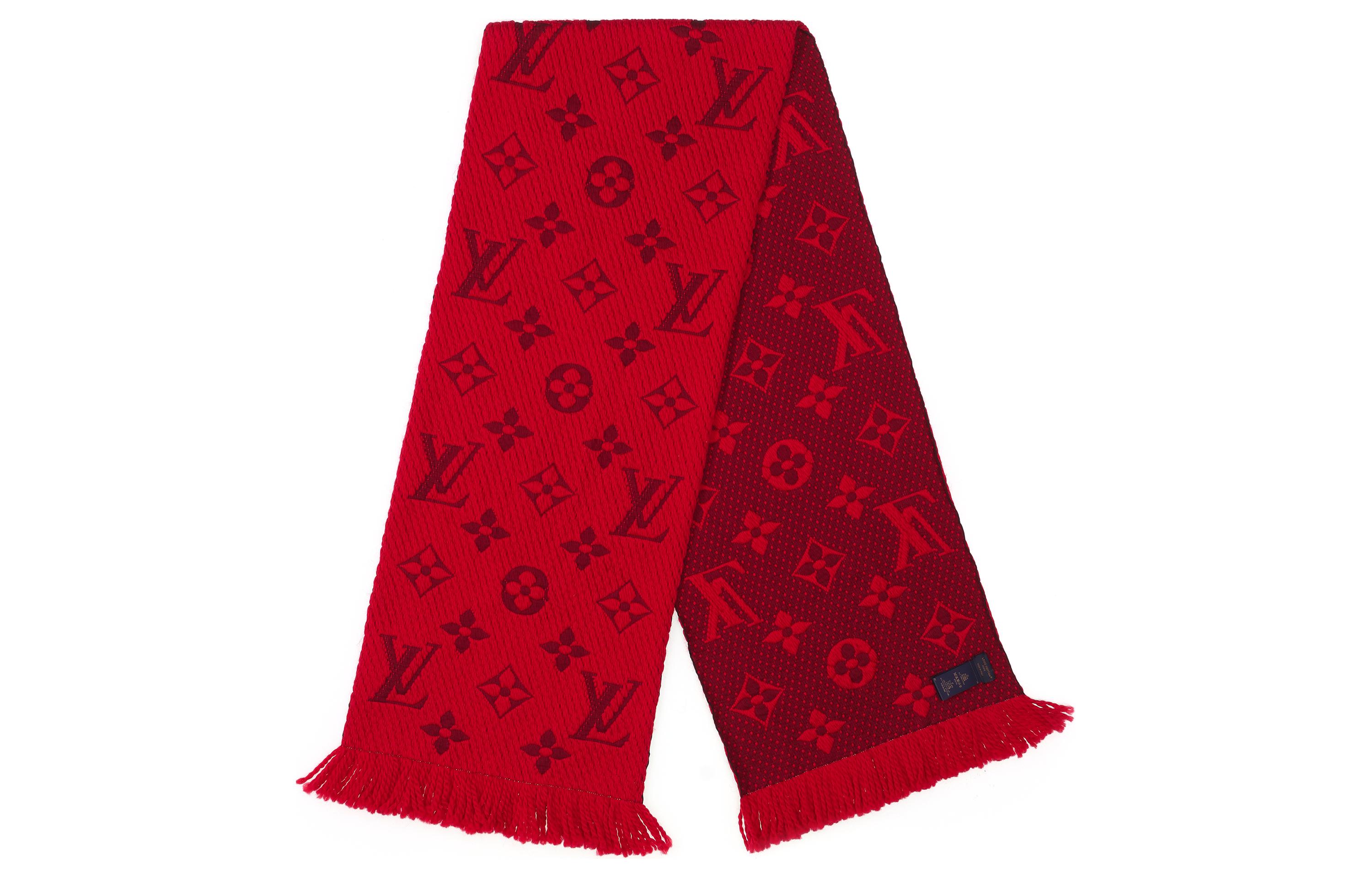 (Women) LOUIS VUITTON Logomania Red Wool Scarf for Women M72432
