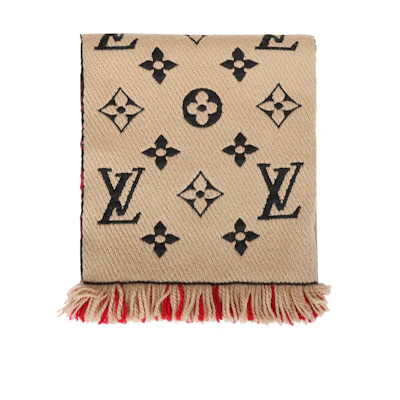 (Women) Louis Vuitton Logomania Shine Tassel Scarf Red Wool for Women M73886