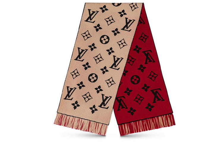 (Women) Louis Vuitton Logomania Shine Tassel Scarf Red Wool for Women M73886 圖 2