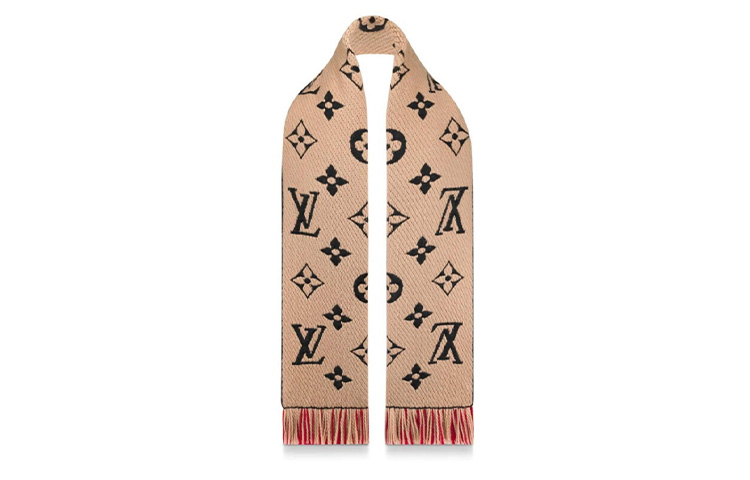 (Women) Louis Vuitton Logomania Shine Tassel Scarf Red Wool for Women M73886 圖 3