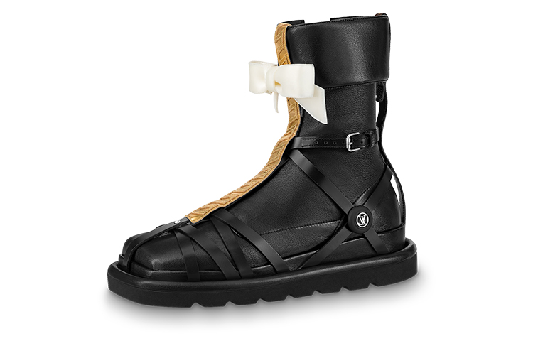 (W) LV Louis Vuitaine Square Pillow Boot 'Black Gold'