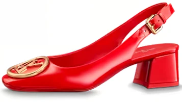(Women) Louis Vuitton Louis Vuiton Square Toe Block Heel Pump 'Red Buckle' 1A3P0T (Women) Louis Vuitton Louis Vuiton Square Toe Block Heel Pump 'Red Buckle' 1A3P0T