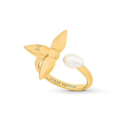 (Women) LOUIS VUITTON Louisette Engraved Letter Ring Gold for Women M0949M