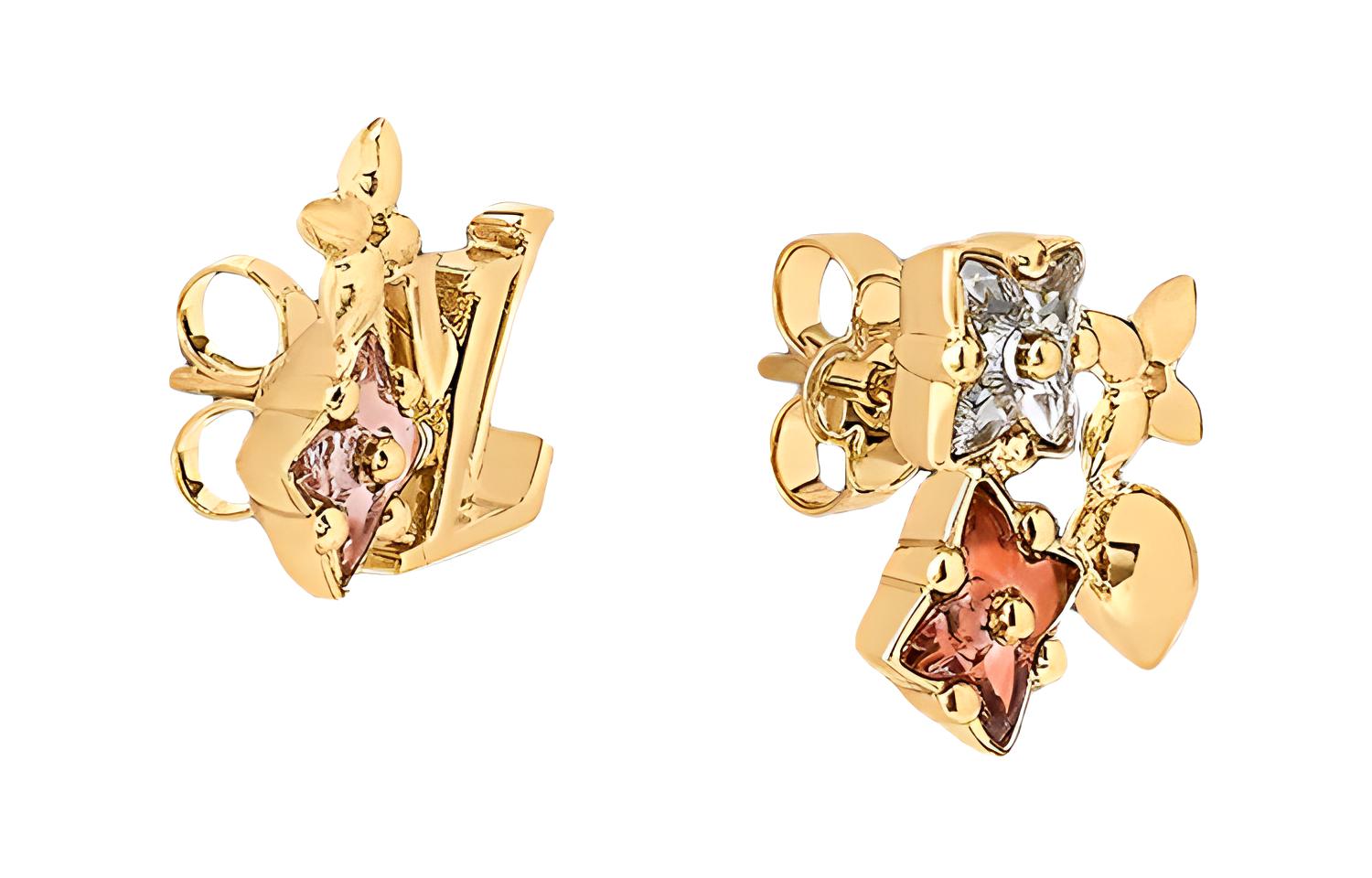 (Women) LOUIS VUITTON LouLouGram Monogram Floral LV Letter Metal  Earrings M00786