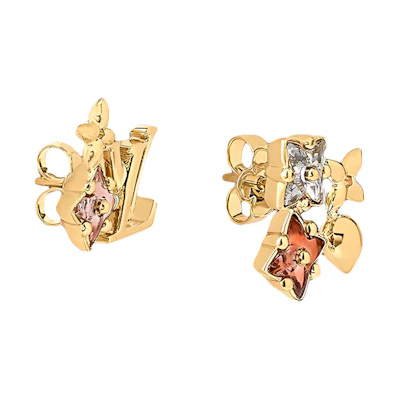 (Women) LOUIS VUITTON LouLouGram Monogram Floral LV Letter Metal Earrings M00786