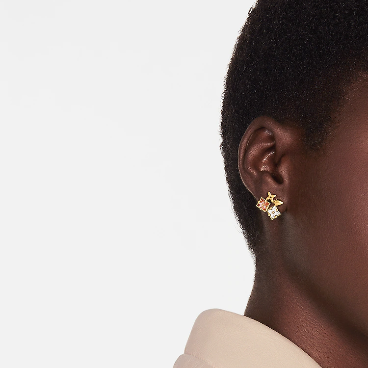 (Women) LOUIS VUITTON LouLouGram Monogram Floral LV Letter Metal  Earrings M00786 圖 4