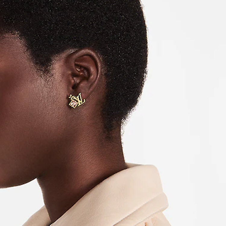 (Women) LOUIS VUITTON LouLouGram Monogram Floral LV Letter Metal  Earrings M00786 圖 5