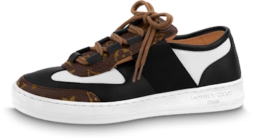 (Women) Louis Vuitton Lous Sneakers 'Black with Brown Monogram Deco' 1AAW04 (Women) Louis Vuitton Lous Sneakers 'Black with Brown Monogram Deco' 1AAW04