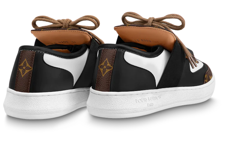 Shop (W) Louis Vuitton Lous Sneakers 'Hitam dengan Hiasan Monogram Coklat' 1AAW04