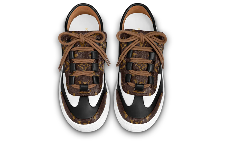 Purchase (W) Louis Vuitton Lous Sneakers 'Hitam dengan Hiasan Monogram Coklat' 1AAW04