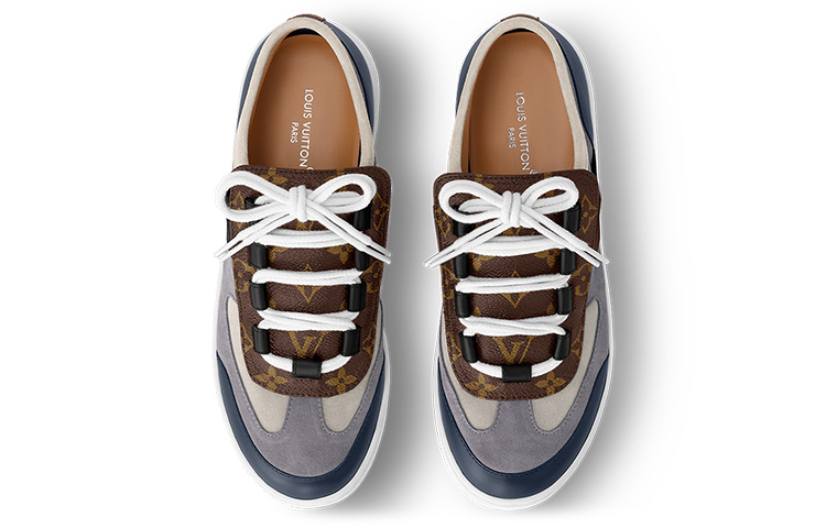 Shop (W) Louis Vuitton Zapatillas 'Azul Gris con Monograma Marrón' 1ABUUP