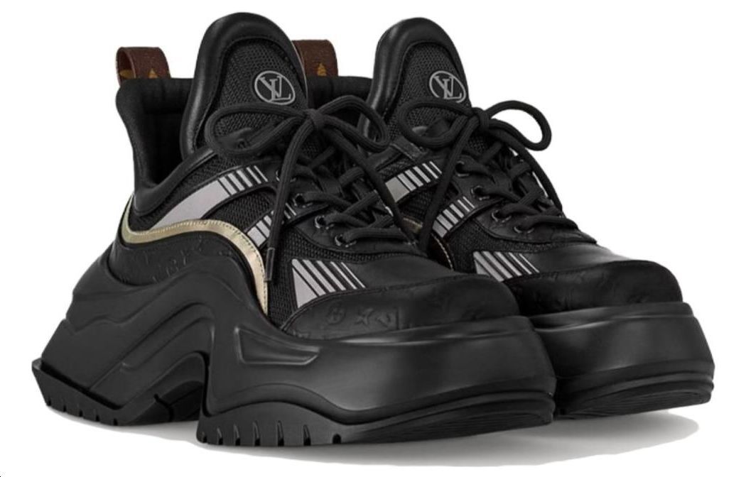 Shop (W) 路易威登黑色皮革休闲复古舒适老爹鞋 1ACAHP