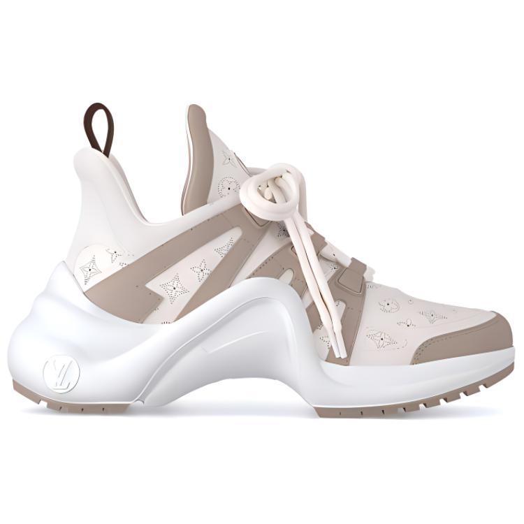 Order LOUIS VUITTON 牛皮革 圓頭 厚底繫帶 低筒 休閒生活鞋 女款 象牙灰色