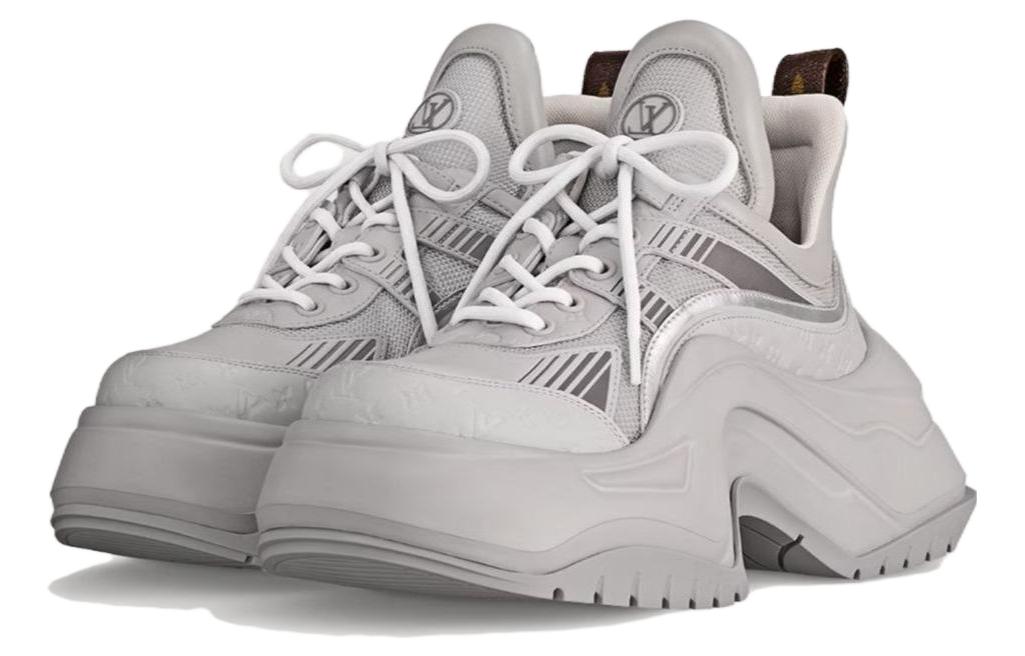 Lookbook (W) Louis Vuitton Sepatu Rendah &#x27;Abu-Abu Kulit Tali Kasual&#x27; 1ACAI5