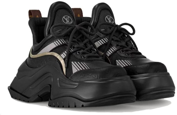 Women Louis Vuitton Low Top Dad Shoe Black Leather Retro Comfort