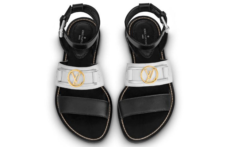Shop (W) Louis Vuitton LV Academy Sports-Sandalen ''Schwarz Weiß'' 1A66E1