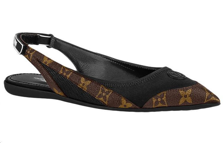 (W) LV LV Archlight Flat Mules 'Black with Brown Monogram'
