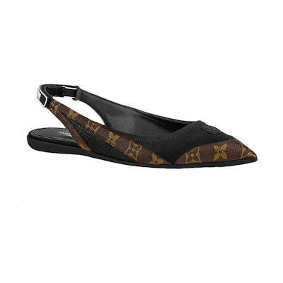 (W) LV LV Archlight Flat Mules 'Black with Brown Monogram'