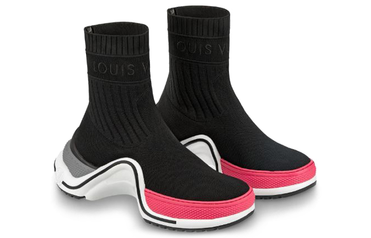 Lookbook (W) Sepatu Olahraga Tinggi Louis Vuitton LV Archlight Hitam/Merah 1A52JR