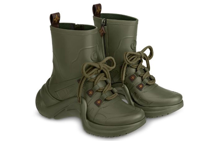 Order 路易威登 Archlight 哑光橡膠 女款 雨靴 軍綠色