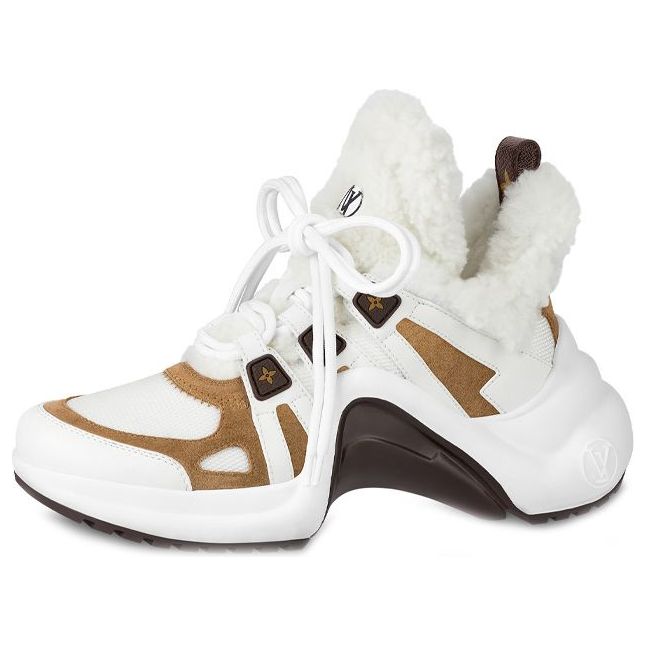 (Women) Louis Vuitton LV Archlight Shearling Sneakers 'White Brown' 1AACQS