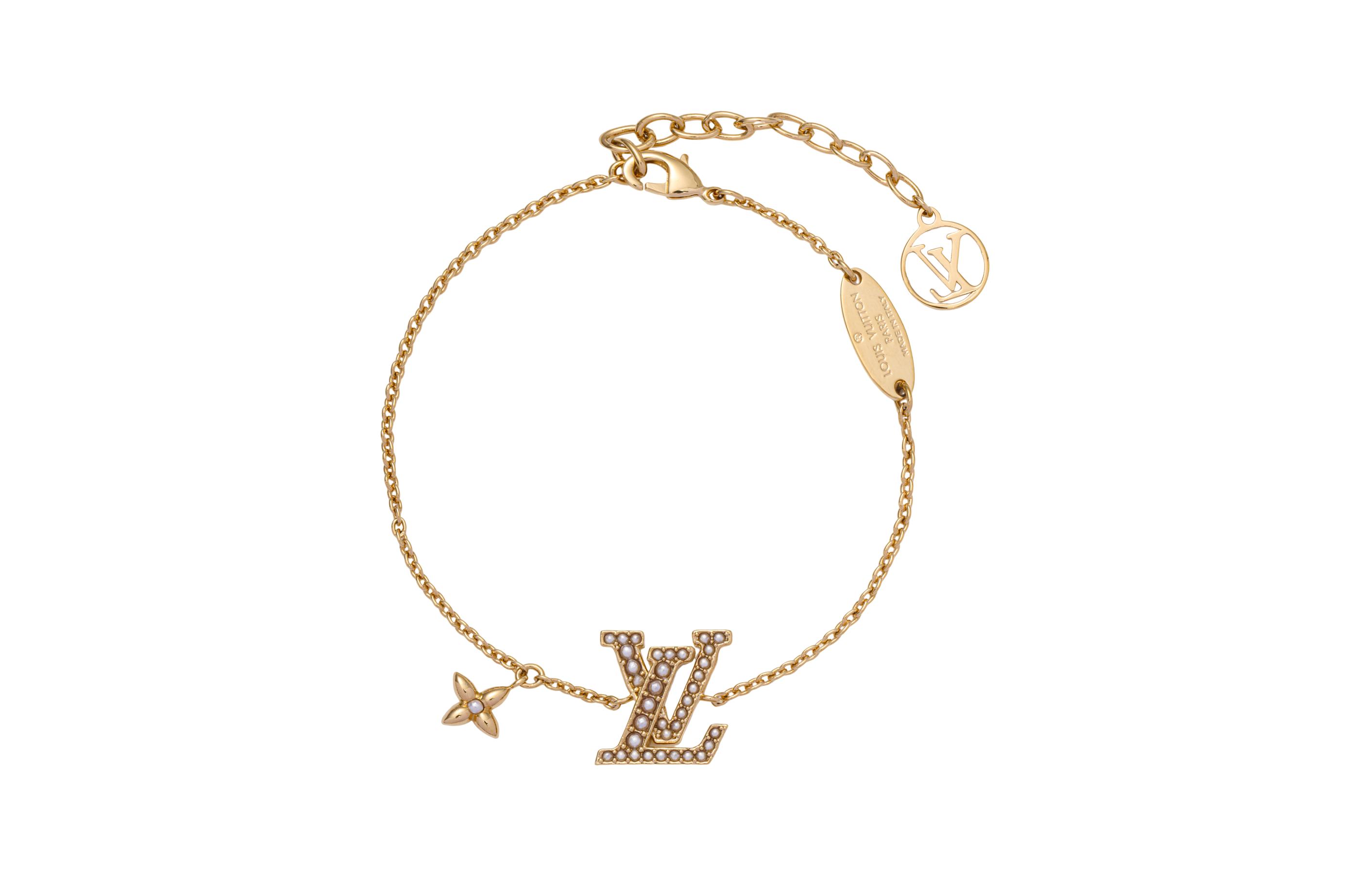 (Women) Louis Vuitton LV Beaded Metal Bracelet Gold for Women. M1086A